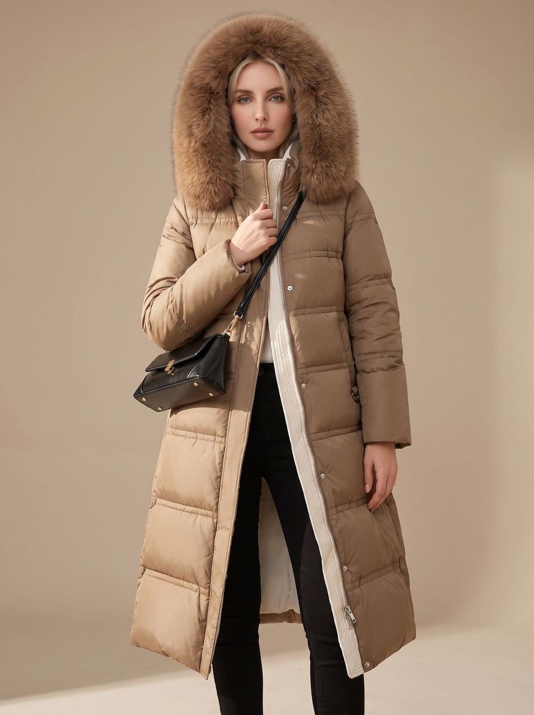 Jemima long puffer parka with faux fur hood – image 5