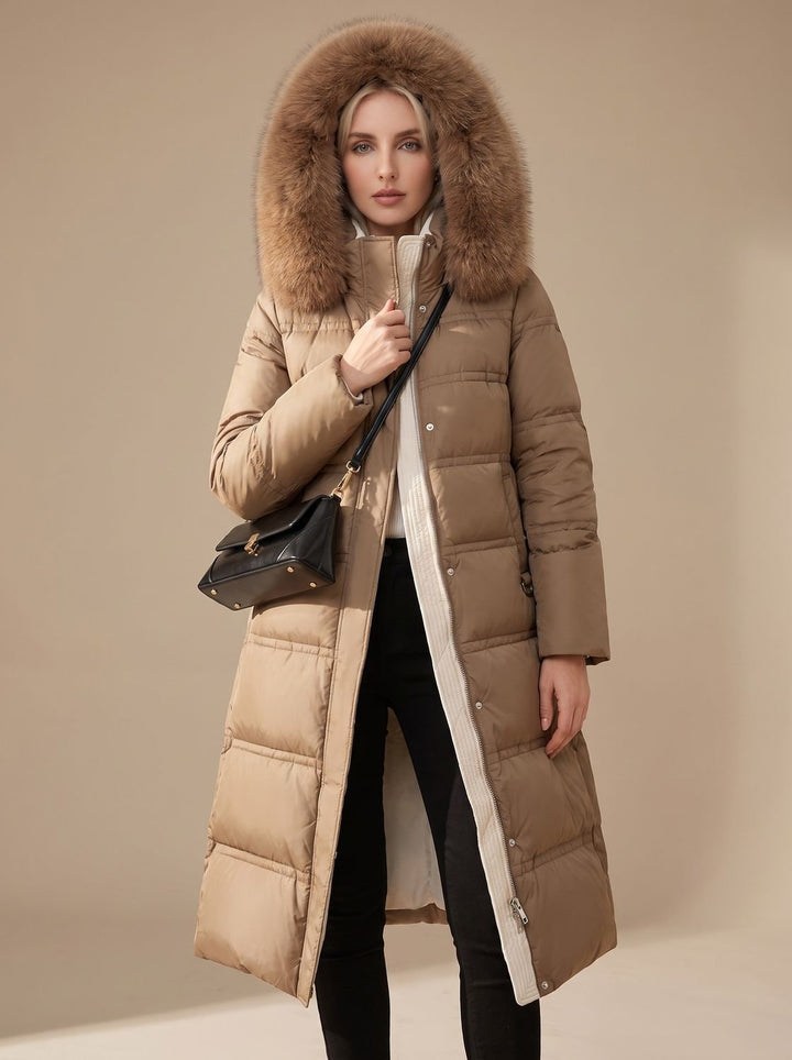 Jemima long puffer parka with faux fur hood – image 5