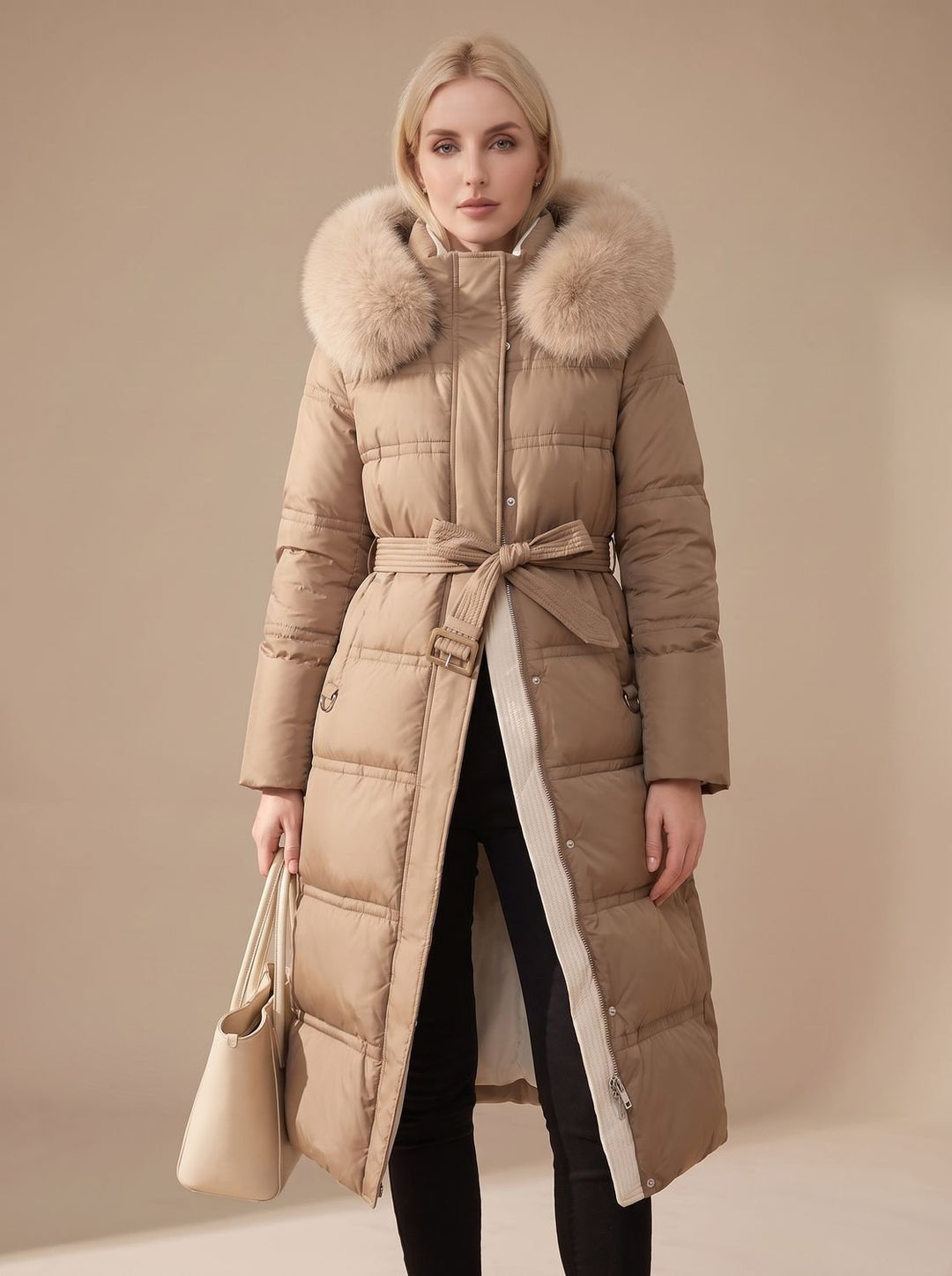 Jemima long puffer parka with faux fur hood – image 6