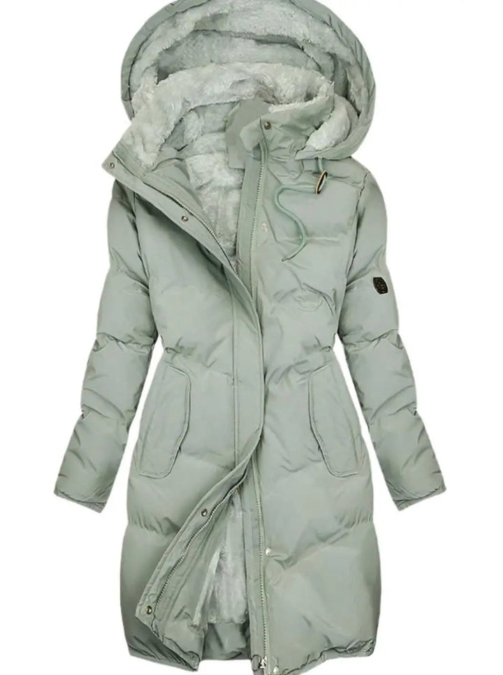 Ceinwen long quilted hooded winter coat