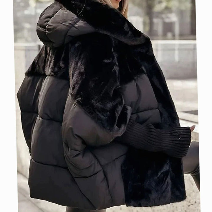 Aldora oversized faux fur panel hooded puffer jacket