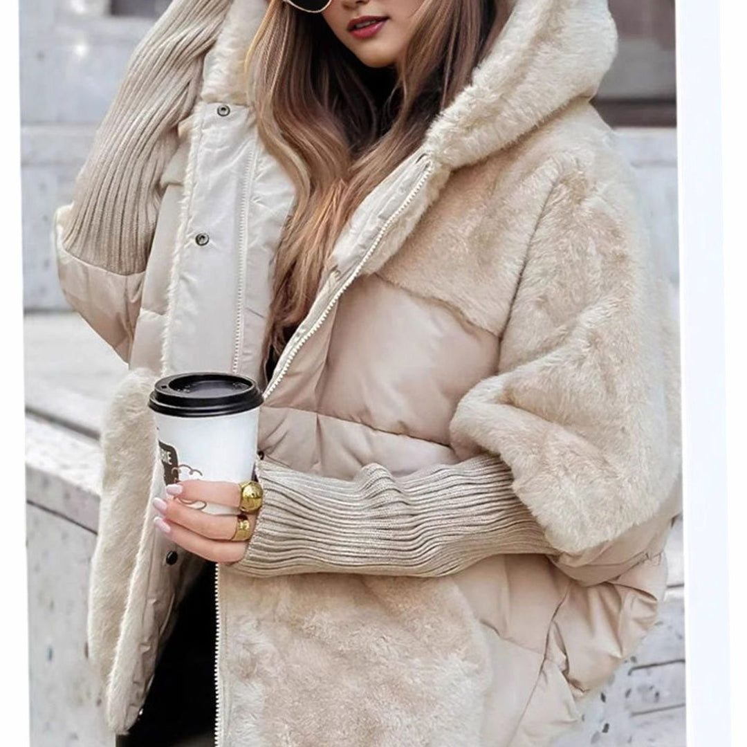 Aldora oversized faux fur panel hooded puffer jacket – image 2