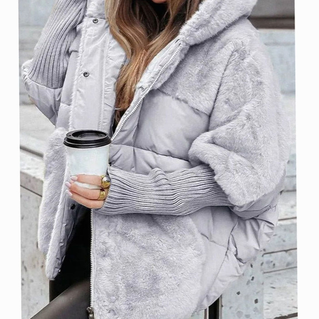 Aldora oversized faux fur panel hooded puffer jacket – image 3