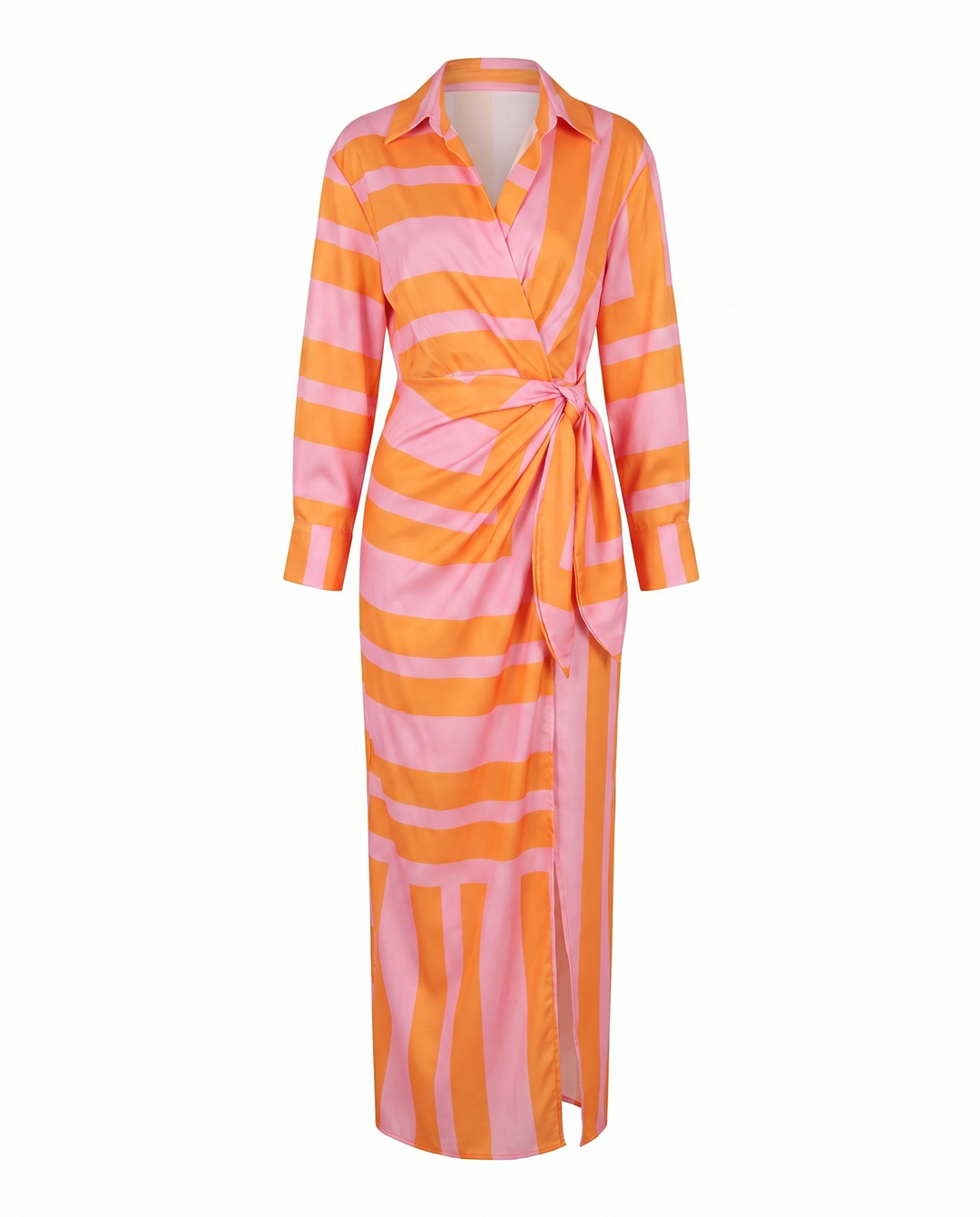 Coralie leaf print long sleeve wrap maxi dress – image 14