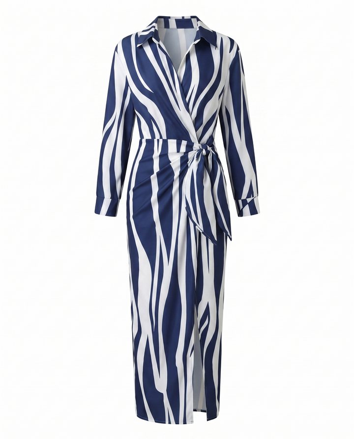 Coralie leaf print long sleeve wrap maxi dress – image 15