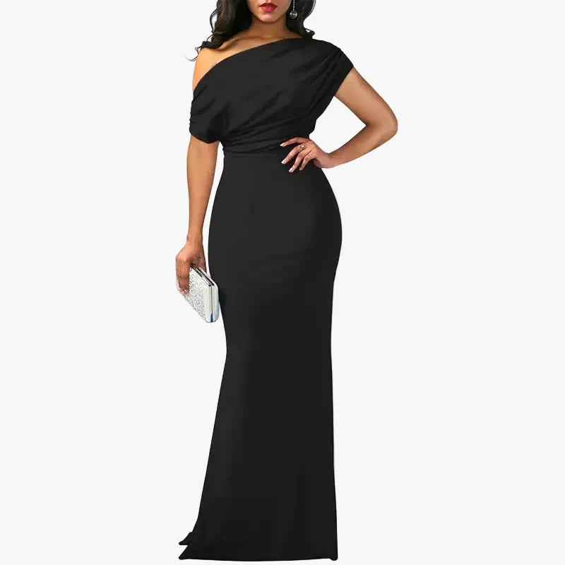 Mildred one shoulder draped knit maxi dress