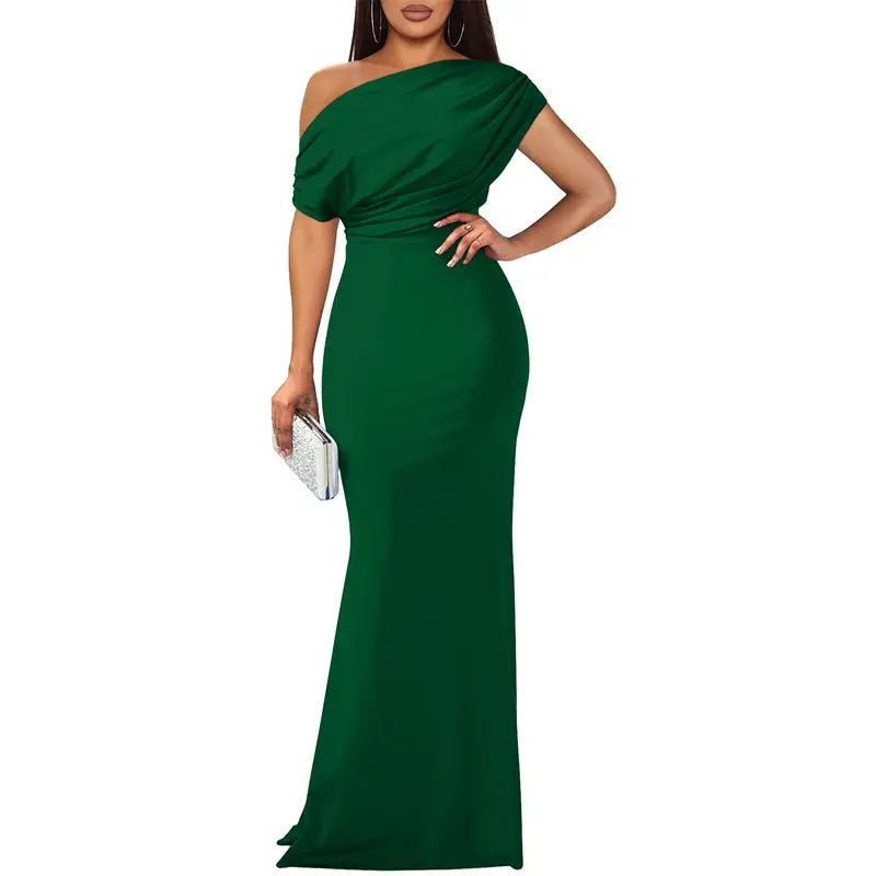 Mildred one shoulder draped knit maxi dress – image 2