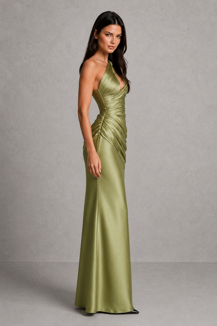 Ansley one shoulder corset satin maxi dress – image 2