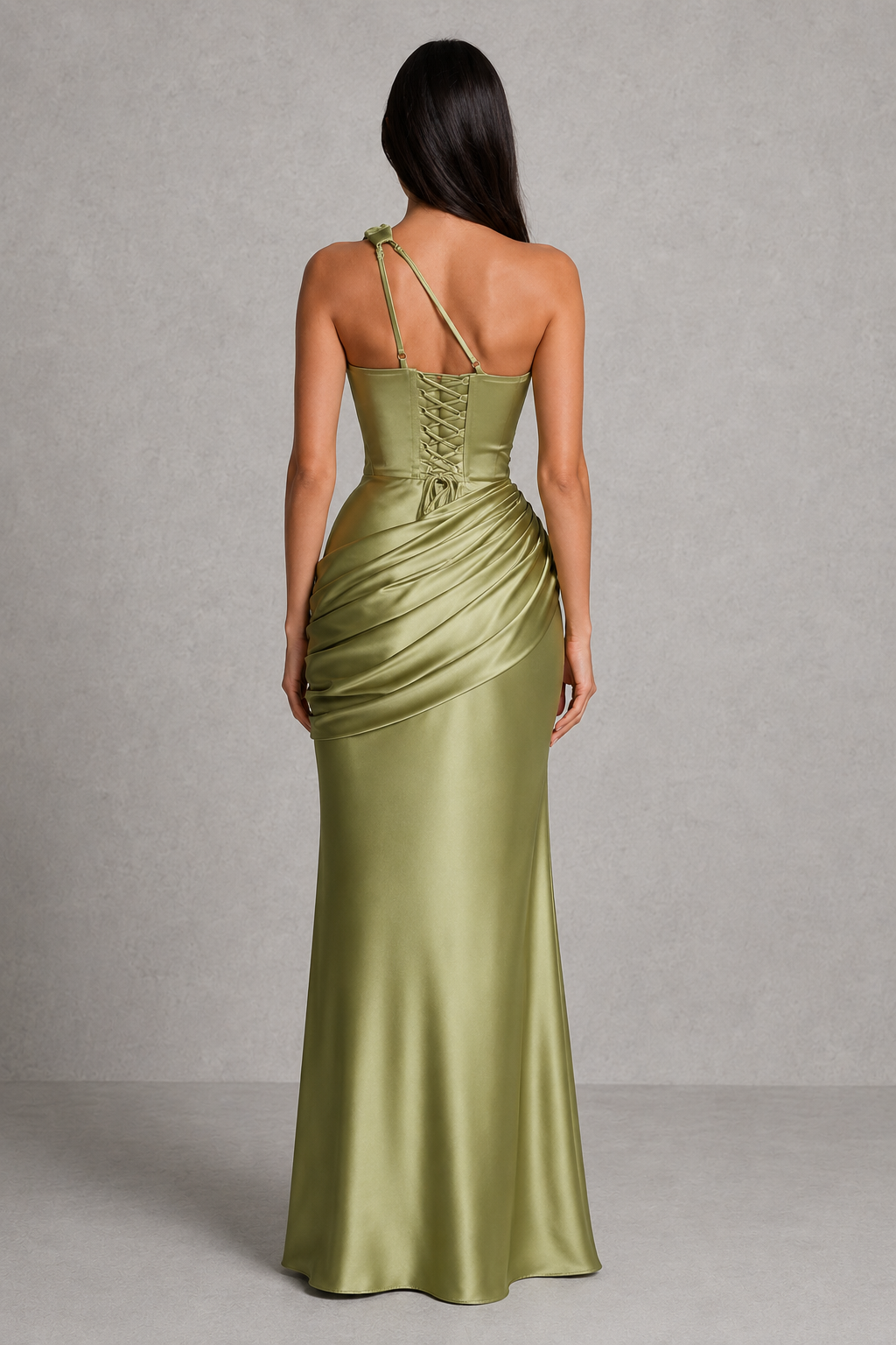 Ansley one shoulder corset satin maxi dress – image 3