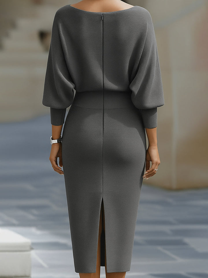 Ines cowl neck ribbed knit midi dress – image 10