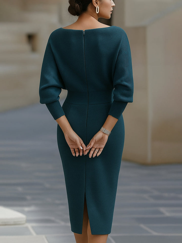 Ines cowl neck ribbed knit midi dress – image 6
