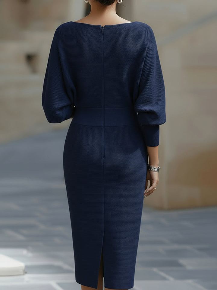 Ines cowl neck ribbed knit midi dress – image 8