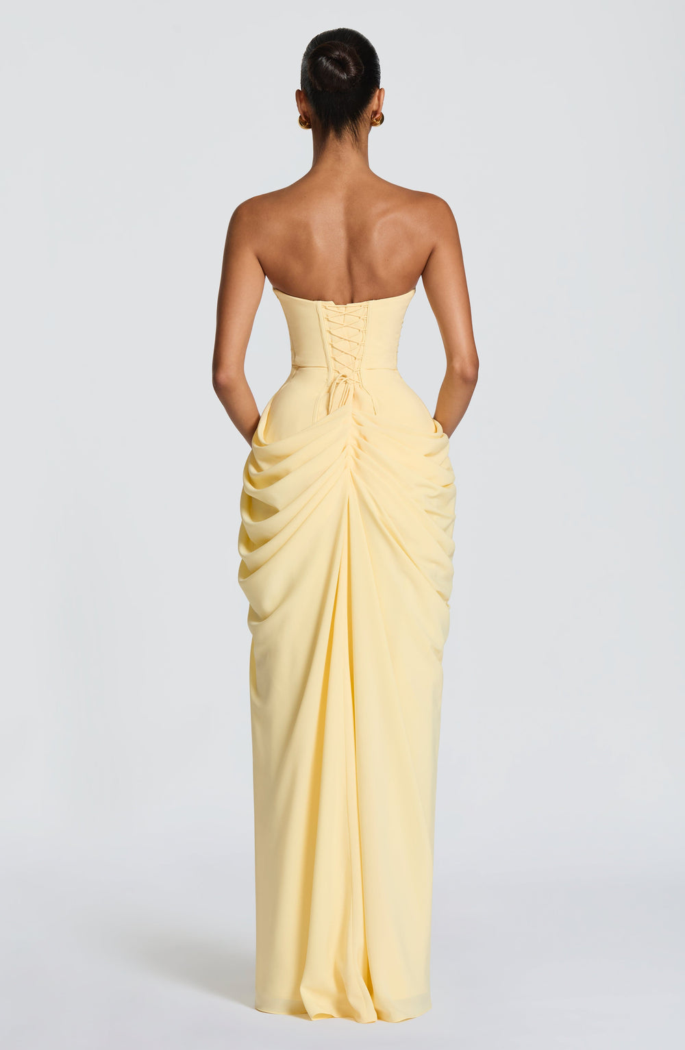 Thomasina strapless corset maxi dress with split – image 2