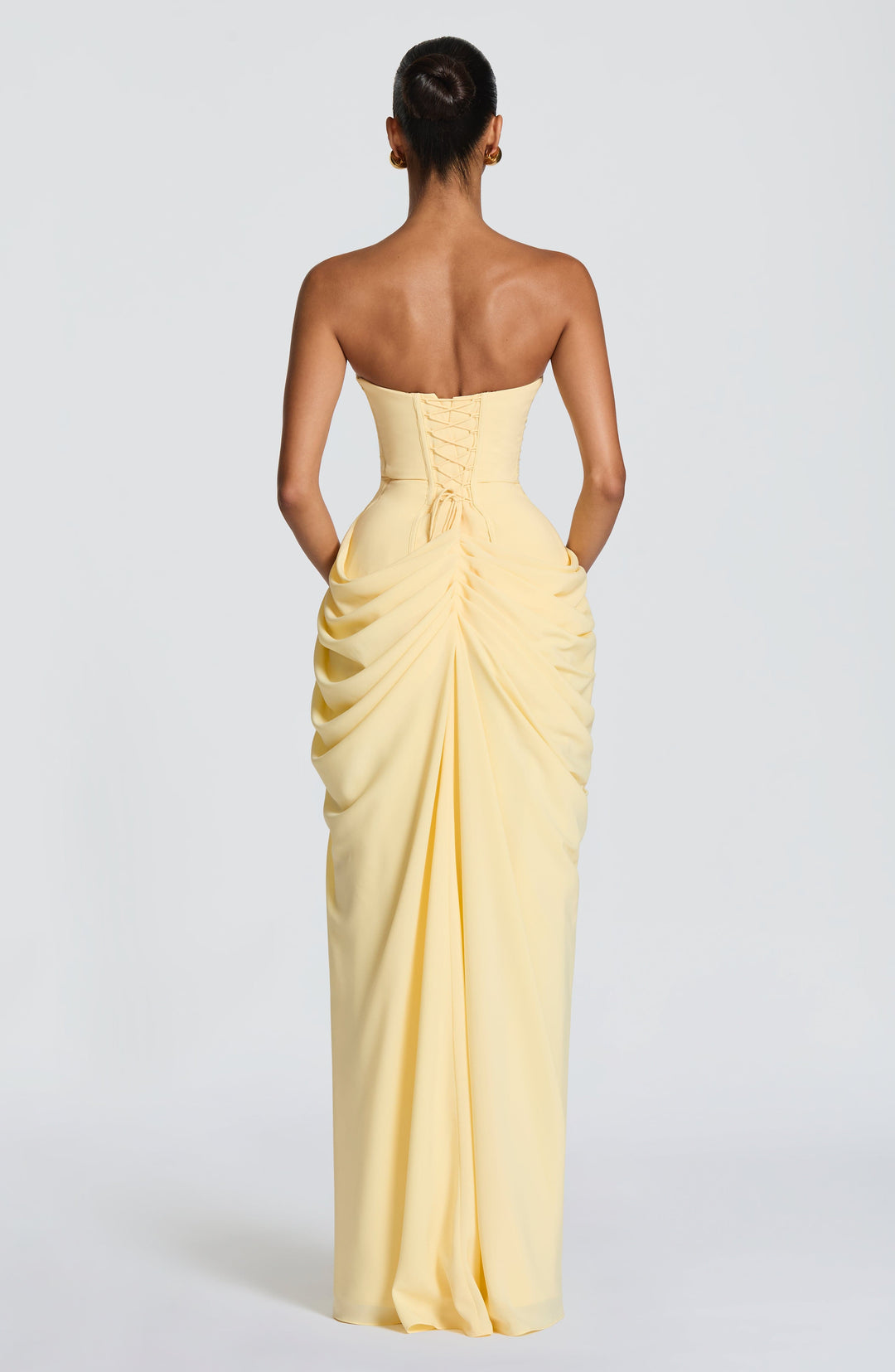 Thomasina strapless corset maxi dress with split – image 2