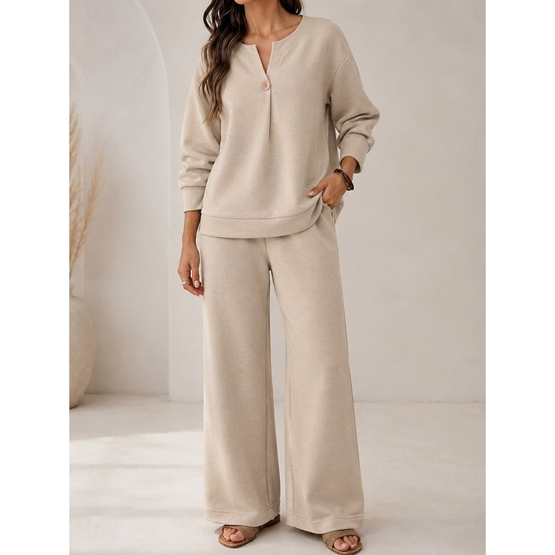 Margot v neck top and wide leg trousers set