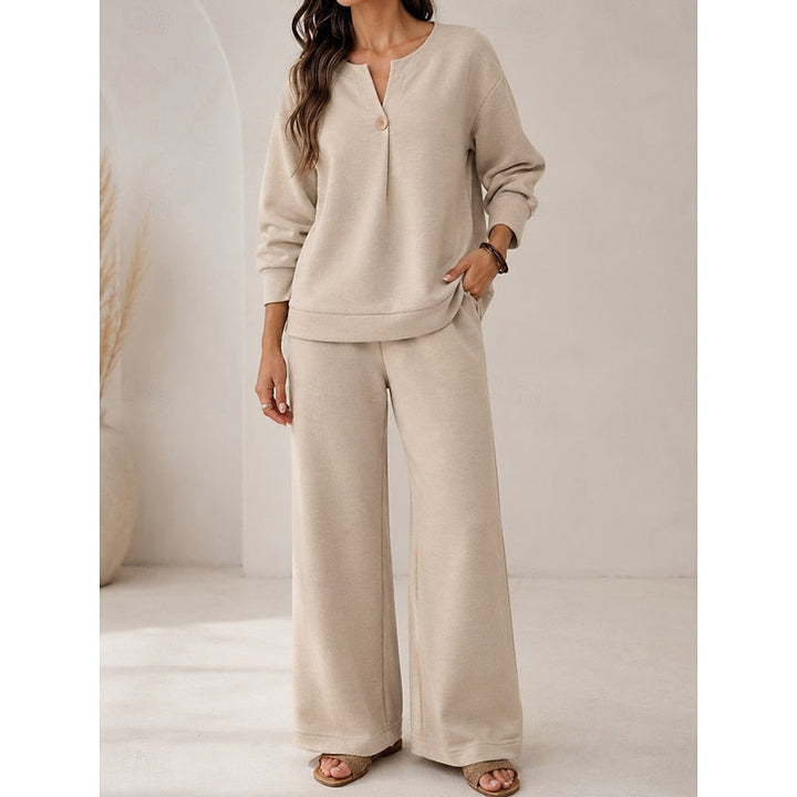 Margot v neck top and wide leg trousers set